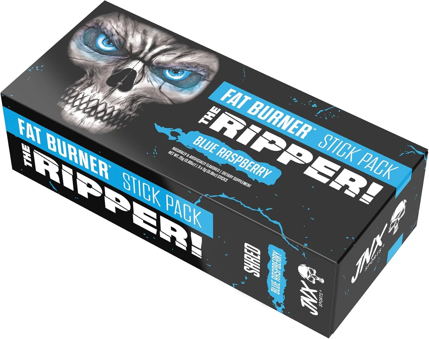 JNX SPORTS The Ripper! چربی سوز - تمشک آبی 5 عدد استیک 8 گرمی | ترموژنز فوق العاده، کنترل اشتها و انرژی شدید برای آقایان و بانوان