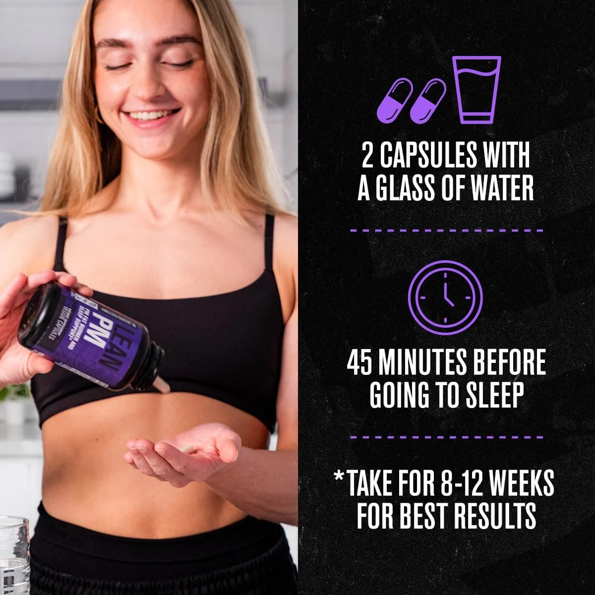 چربی سوز شبانه و کمک خواب Lean PM & Lean PM Max از Jacked Factory، مکمل کاهش اشتها برای آقایان و بانوان (۱۸۰ کپسول)