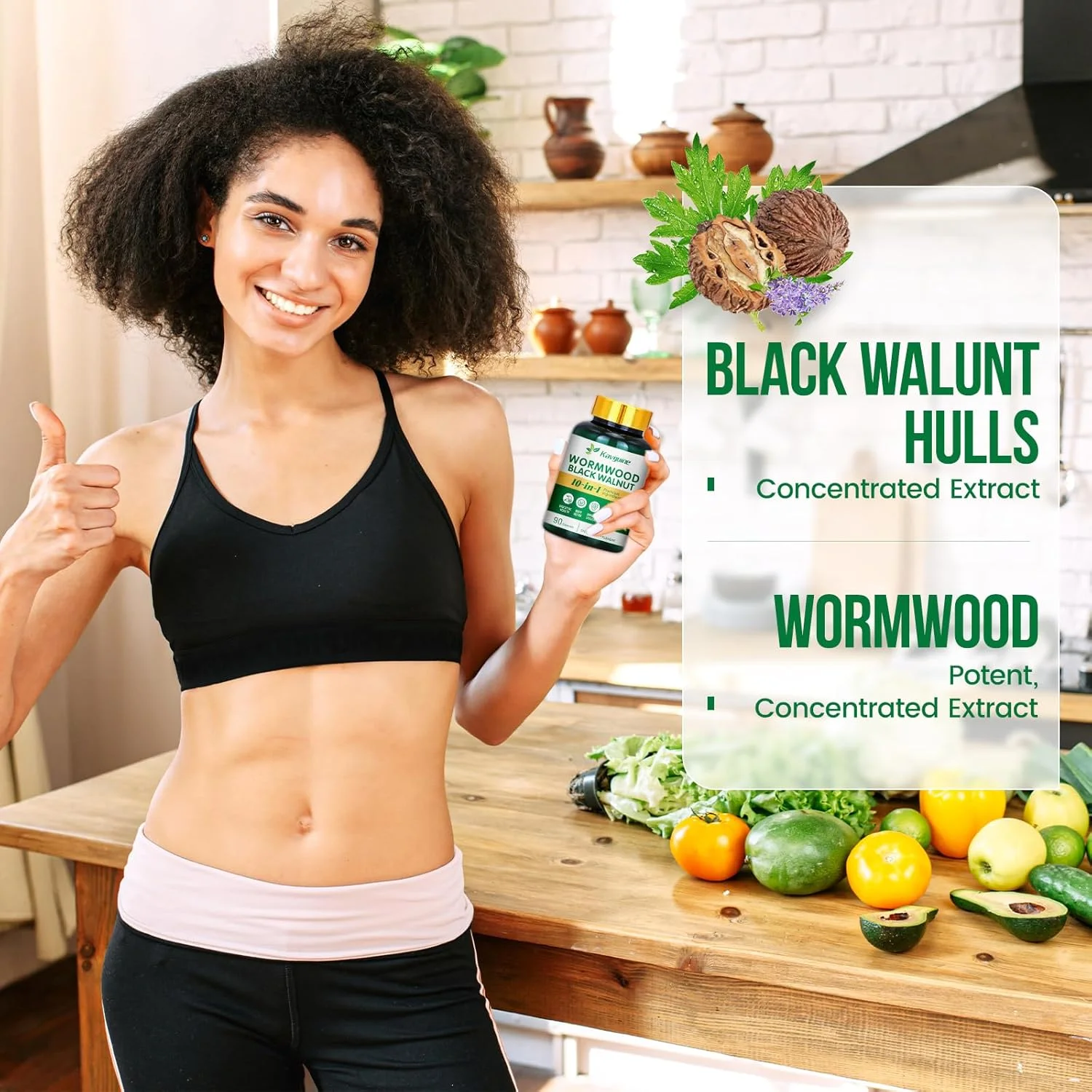 کپسول های درمنه 10 در 1 - مکمل 90 کپسولی، پوست گردوی سیاه، میخک، فلفل سیاه، ریشه زردچوبه، برگ نعناع فلفلی، پشتیبانی از سلامت روده و تعادل گوارشی