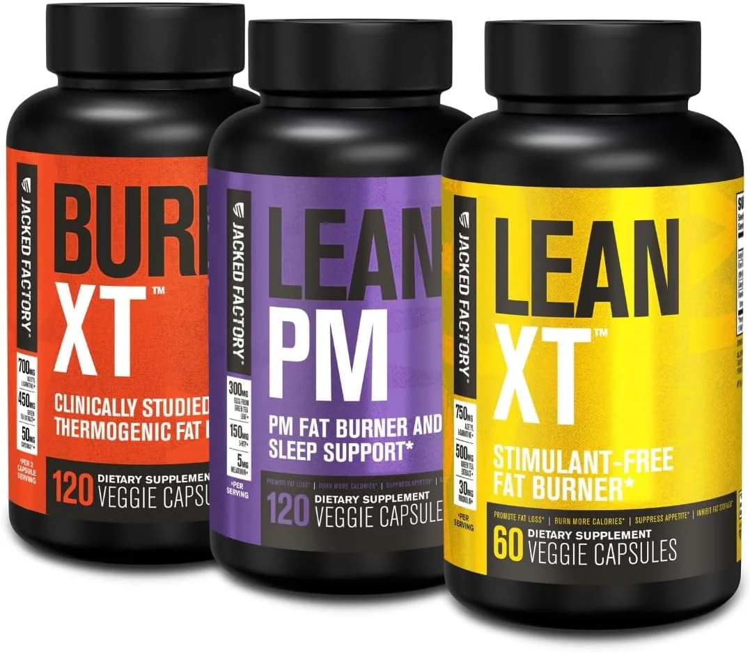 مکمل چربی سوز ترموژنیک Burn-XT (120 کپسول)، مکمل چربی سوز و کمک خواب شبانه Lean PM (120 کپسول)، مکمل کاهش وزن بدون کافئین Lean-XT (60 کپسول)