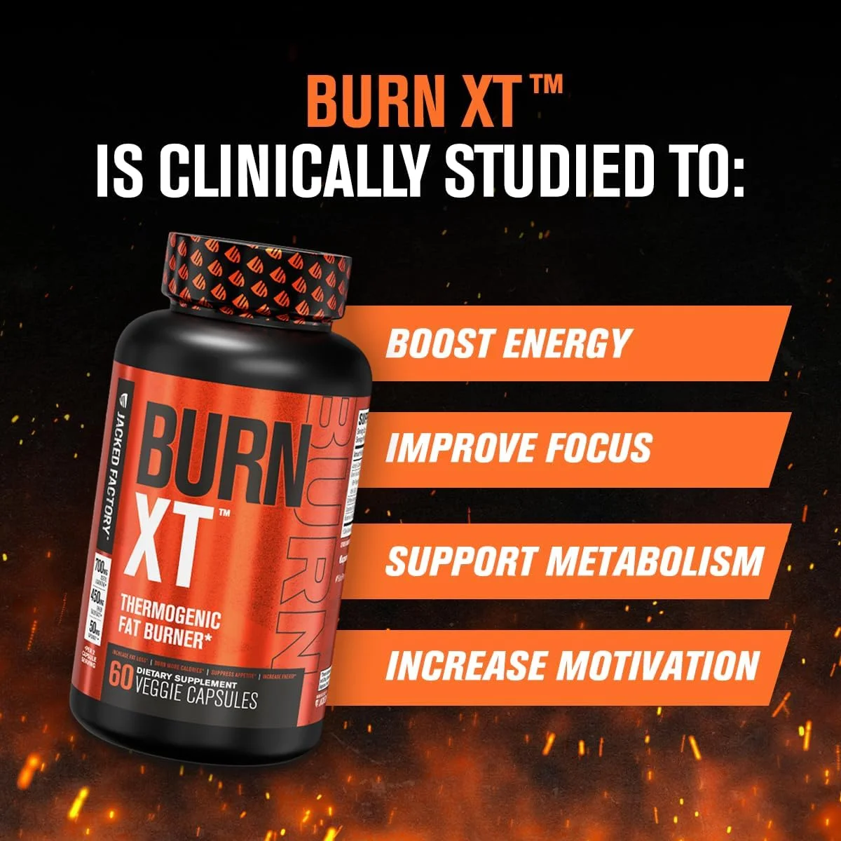 مکمل کاهش وزن و چربی سوز کارخانه جکد فکتوری مدل Burn-XT (60 کپسول) و چربی سوز با عملکرد بالا Burn XT Max (90 کپسول)