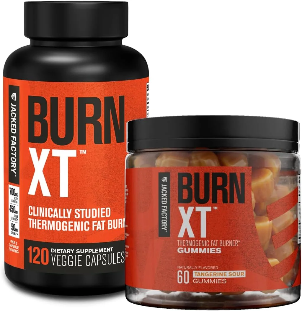 مکمل چربی سوز بالینی Burn-XT جکد فکتوری (120 کپسول) + پاستیل چربی سوز و کاهش دهنده اشتها Burn-XT (60 پاستیل، نارنگی ترش)