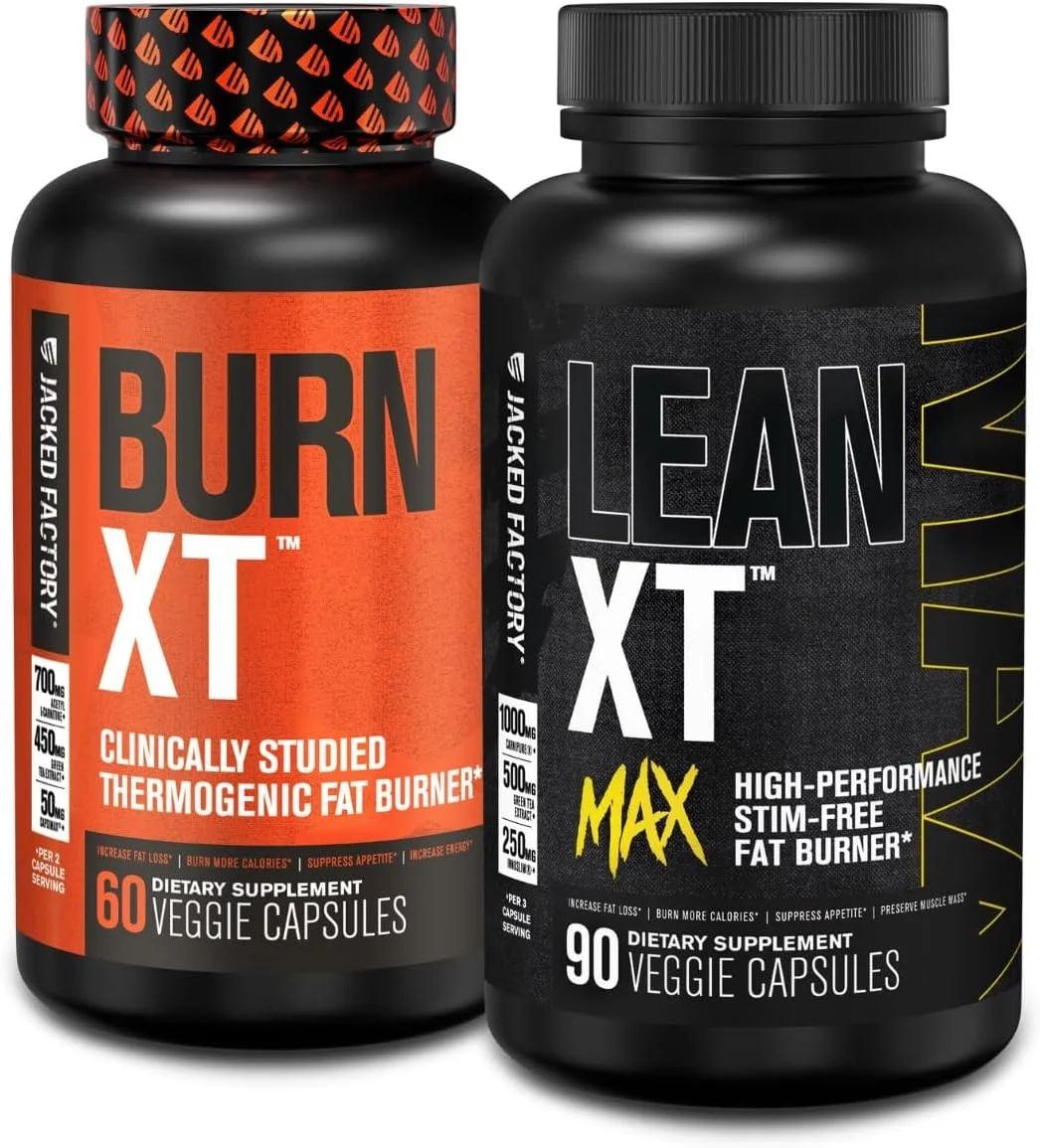 مکمل چربی سوز و کاهش وزن جکد فکتوری Burn-XT (60 کپسول) و چربی سوز بدون محرک با عملکرد بالا Lean-XT Max (90 کپسول)