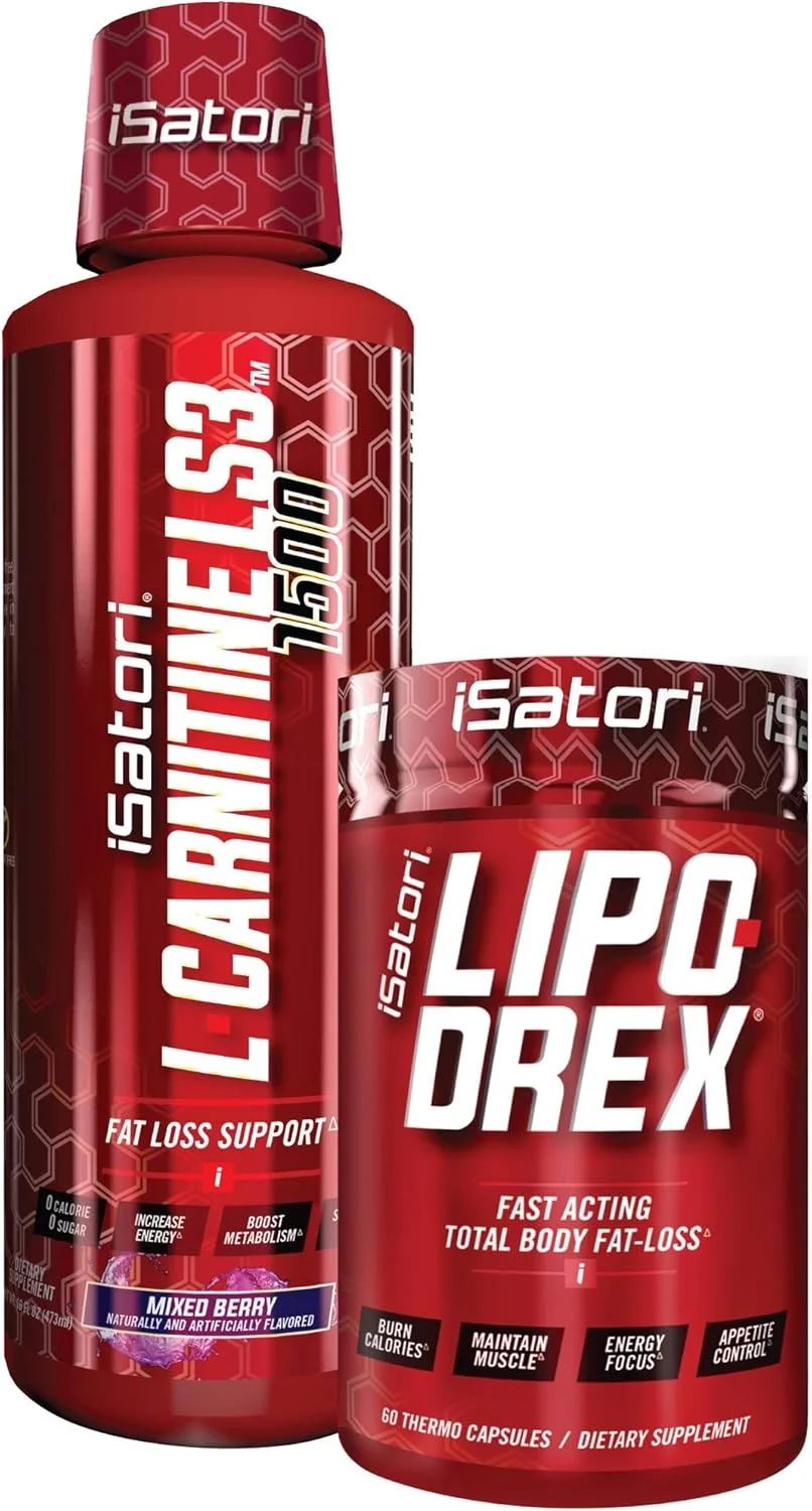 فرمول ترموژنیک چربی سوز Lipo-Drex iSatori - کاهش وزن سریع - سرکوب کننده اشتها (60 کپسول) ال-کارنیتین مایع چربی سوز و فعال کننده متابولیسم - میکس بری (32 سروینگ)