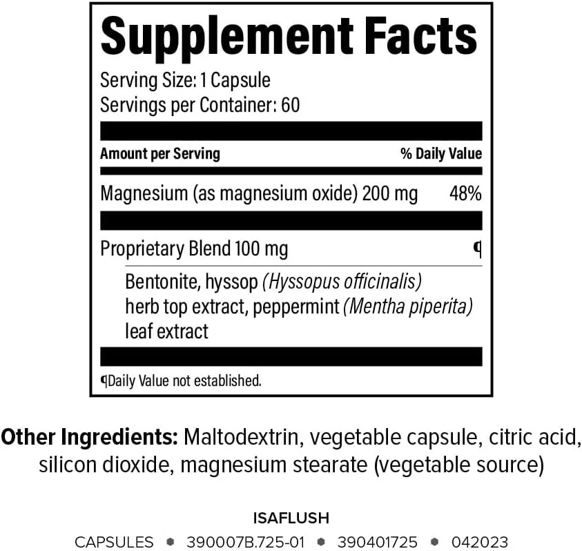 ایسا فلاش ایزوژنیکس - پشتیبانی ملایم از دستگاه گوارش با مواد معدنی متعادل برای تشویق به نظم - بدون ملین های قوی - 60 کپسول