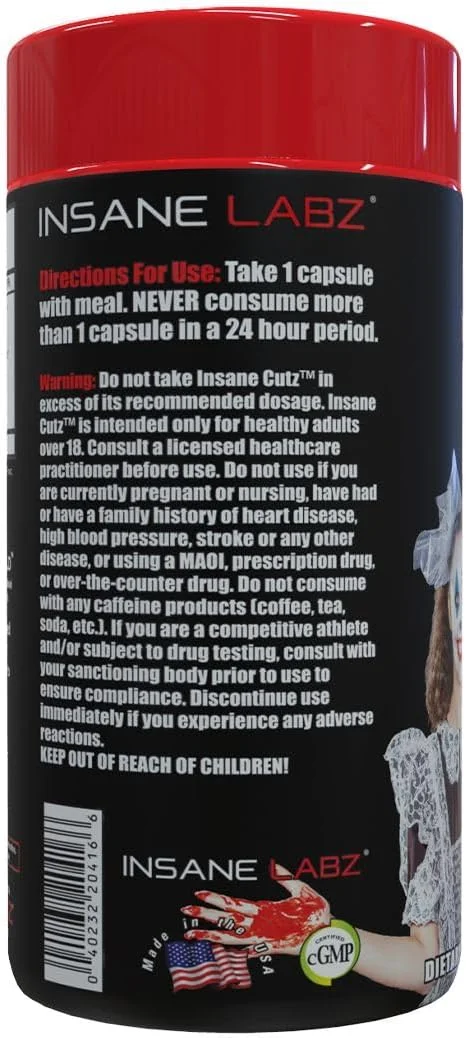 Insane Labz Insane Cutz چربی سوز قوی برای آقایان و بانوان، مکمل کاهش وزن ترموژنیک با عصاره ریشه قاصدک تقویت شده با AMPiberry، سرکوب کننده اشتها - 45 سروینگ روزانه (45 کپسول)