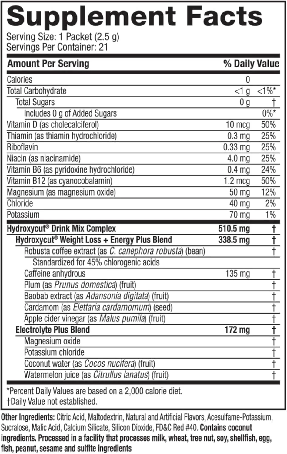 مخلوط نوشیدنی هیدروکسی کات، انفجار توت وحشی - 21 بسته اندازه مسافرتی - بدون کالری، بدون شکر - افزایش متابولیسم، سوزاندن کالری، افزایش انرژی - برای زنان و مردان