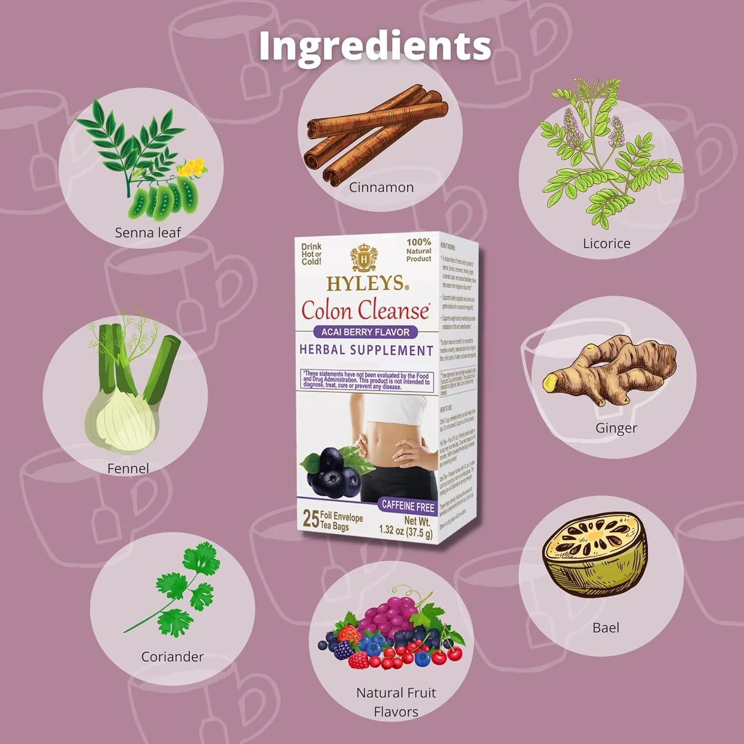 دمنوش پاک کننده کولون هایلیز با طعم آکای بری - 25 عدد تی بگ (1 بسته) دمنوش پاک کننده کولون هایلیز با طعم آکای بری - 25 عدد تی بگ (1 بسته)