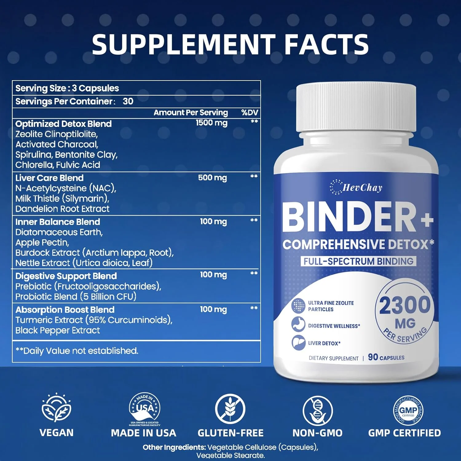 مکمل سم زدای 2300 میلی گرمی - سم زدای همه کاره، زئولیت، خاک رس بنتونیت - پاکسازی کبد و روده، دفع سموم، گوارش، حداکثر جذب، 90 کپسول گیاهی