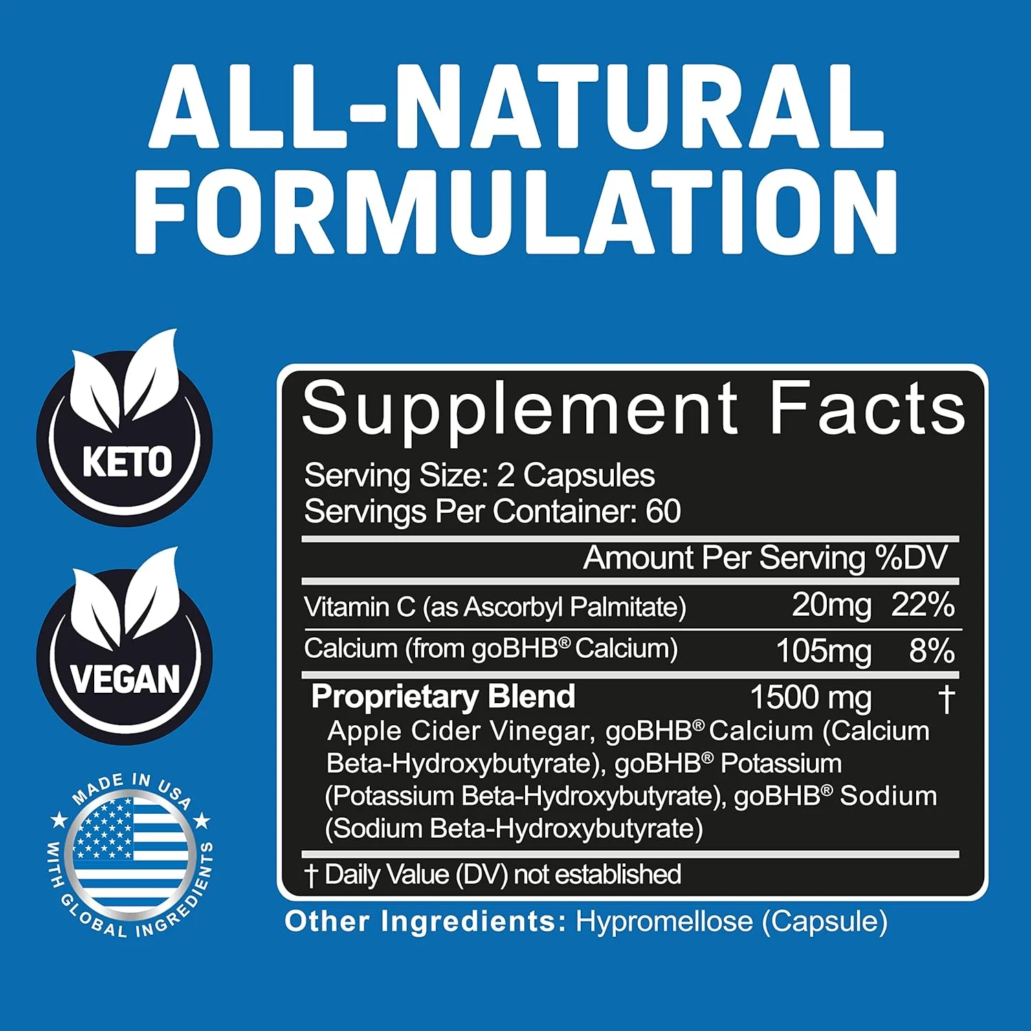 کپسول سرکه سیب Herbtonics به همراه کتو BHB | مکمل چربی سوز و کاهش وزن برای زنان و مردان - کپسول دارچین سیلان ممتاز - قرص های موثر دارچین برای بهبود سلامتی