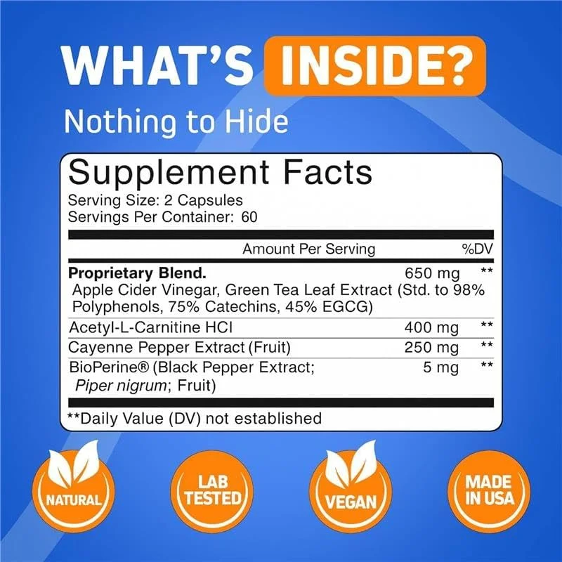 مکمل ترموژنیک هربتونیکس | پشتیبانی از سلامت متابولیک و GLP-1 برای آقایان و بانوان | انرژی پاک و تمرکز ذهنی | ACV، عصاره چای سبز و کافئین | 120 کپسول گیاهی