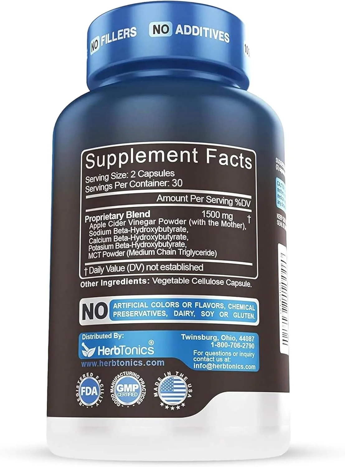 مکمل پشتیبانی GLP-1 هربتونیکس - کپسول های سرکه سیب و کتو BHB | قرص های رژیم کتو برای زنان و مردان | پشتیبانی از اشتها و عملکرد متابولیک | 60 کپسول کتو ACV