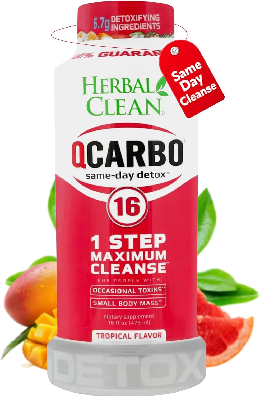 نوشیدنی پاک کننده بدن کیوکاربو 16 با طعم استوایی (473 میلی لیتر) - نوشیدنی سم زدای کامل بدن* حاوی ویتامین B2 و ویتامین B12 برای آقایان و بانوان