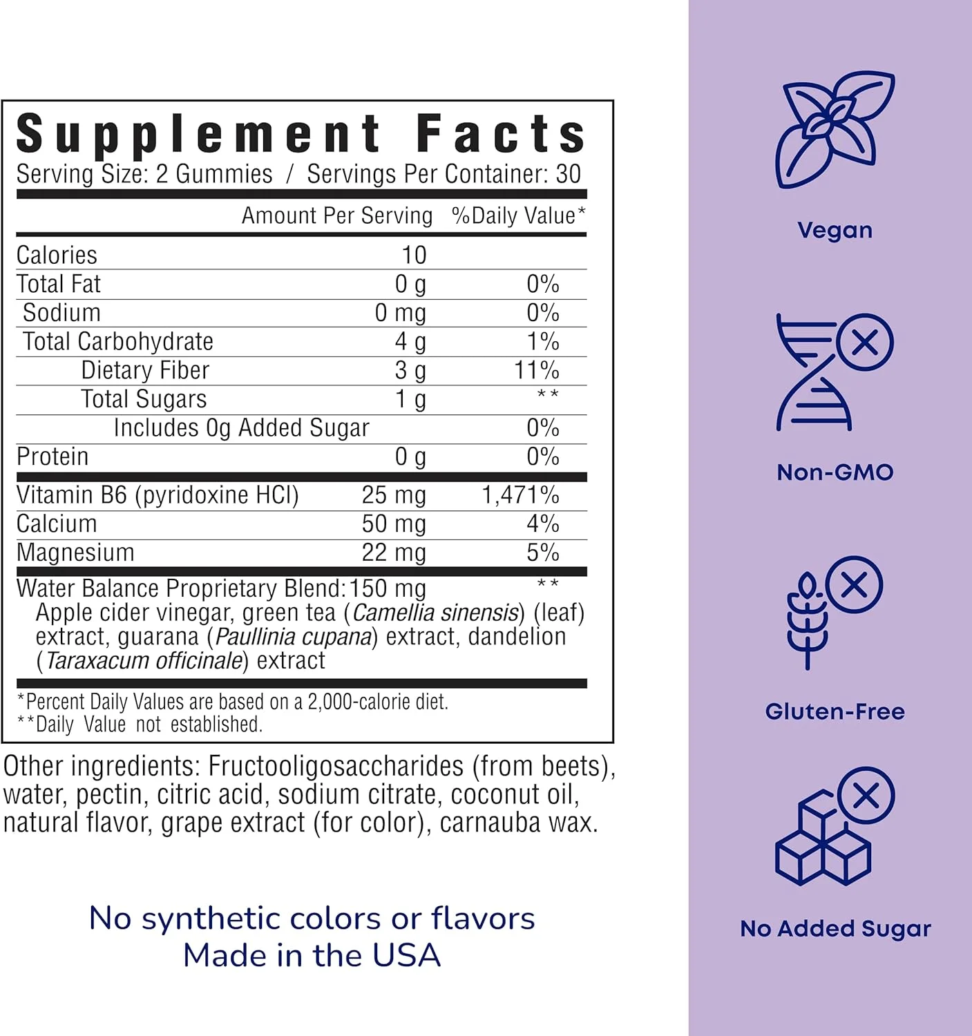 پاستیل ضد نفخ، تسکین دهنده نفخ و گاز، کمک به کاهش احتباس آب، پشتیبانی از انرژی، حاوی سرکه سیب و قاصدک، فاقد گلوتن و سویا، گیاهی، 60 پاستیل، 60 سروینگ