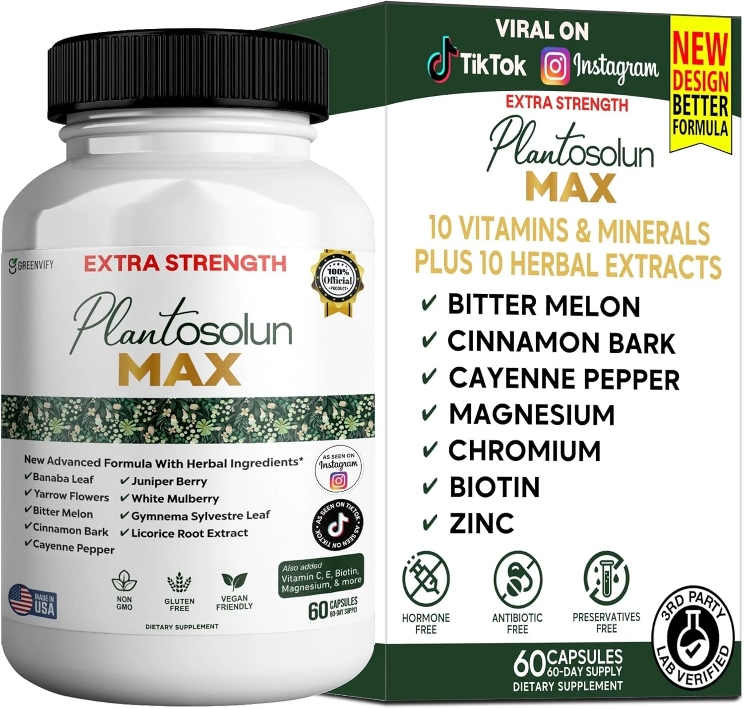 پلنتوسولون مکس اکسترا استرنت، 60 کپسول گیاهی، با برگ بانابا، گیاهان و ویتامین ها (1)