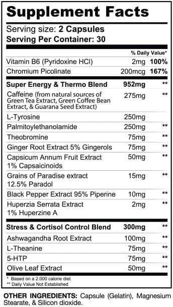 گاسپاری نوتریشن DTN8: چربی سوز انفجاری، انرژی طبیعی و تمرکز ذهنی، پشتیبانی آدرنال و استرس (60 کپسول)