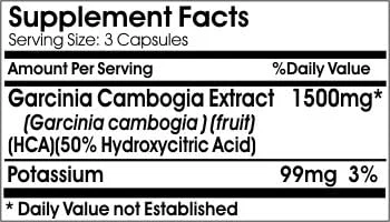 عصاره گارسینیا کامبوجیا ۱۵۰۰ میلی گرم با پتاسیم ۹۹ میلی گرم ~ ۹۰ کپسول - بدون افزودنی ~ مکمل های Naturetition