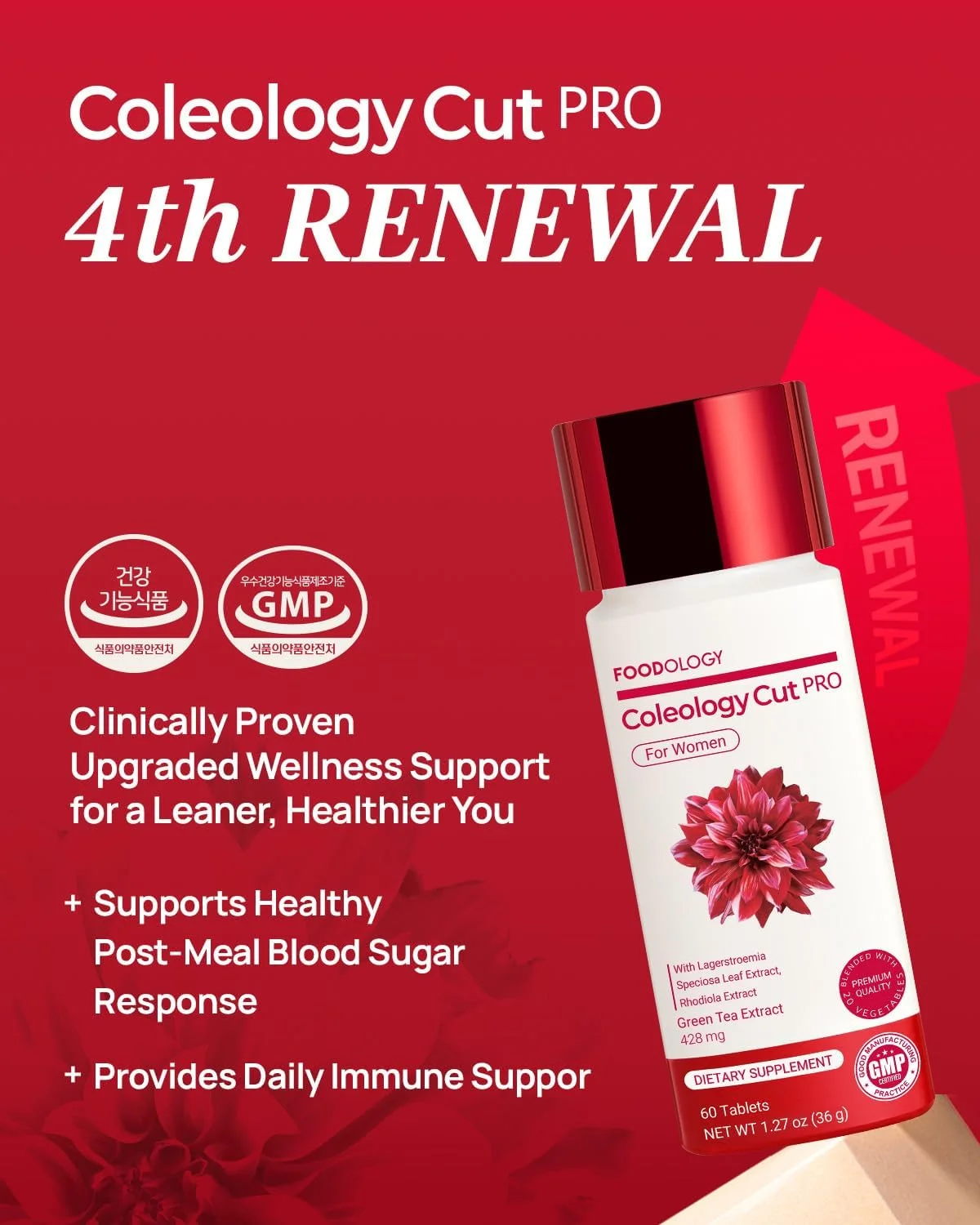 فودولوژی کولئولوژی کات پرو (30 روزه) - پشتیبانی از کاهش وزن و سوزاندن کالری برای یک رژیم غذایی متعادل و فعالیت منظم، پشتیبانی از مواد مغذی، عصاره چای سبز، رودیولا رزا، مکمل غذایی کره ای