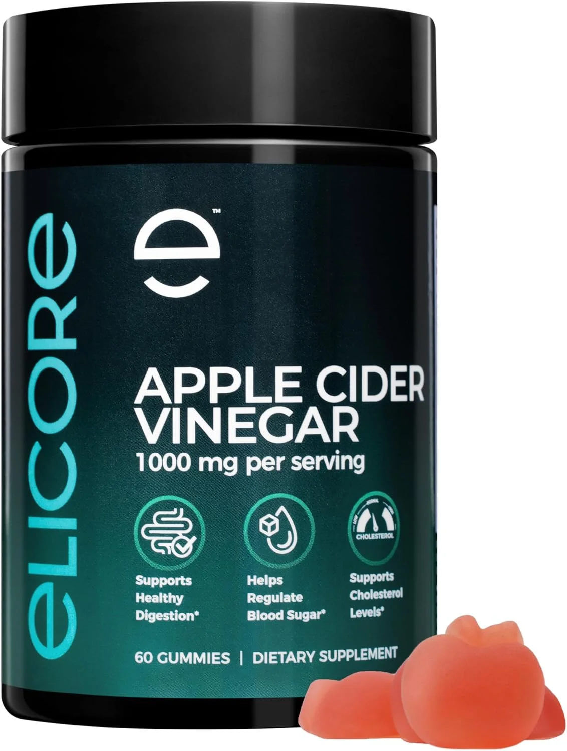 پاستیل سرکه سیب 1000 میلی گرمی تقویت کننده متابولیسم حاوی ویتامین B12 - پشتیبانی از مدیریت وزن، هضم و سلامت قلب - مکمل های غذایی غیر GMO، 60 عدد