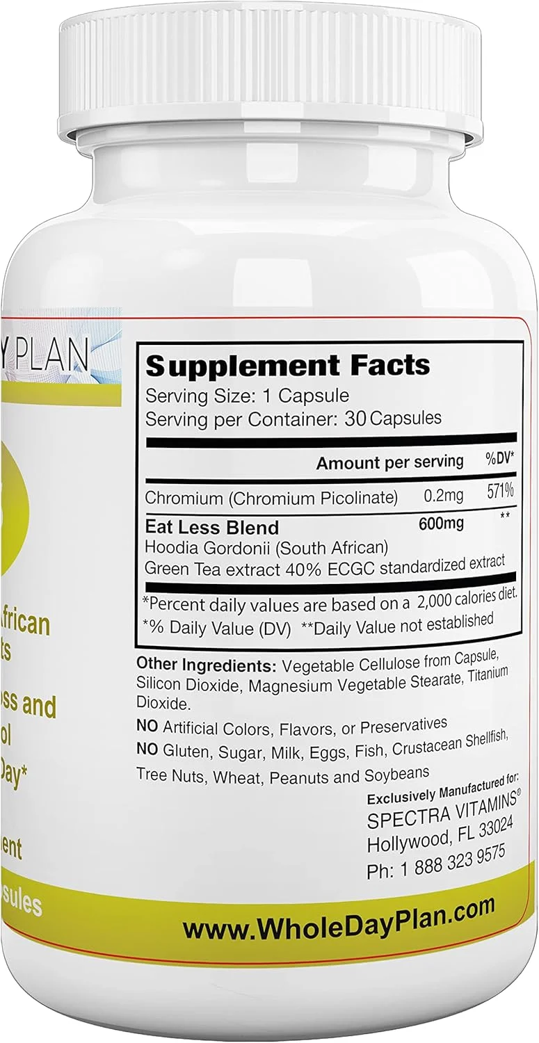 برنامه تمام روز: کمتر بخورید - قرص های کاهش وزن برای زنان و مردان که سریع اثر می کند - مکمل های چربی سوز کاهش دهنده اشتها، 30 کپسول، ساخت ایالات متحده آمریکا