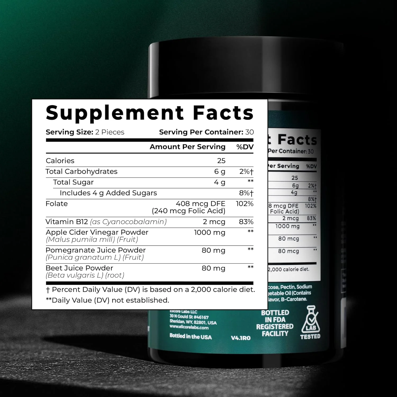 پاستیل سرکه سیب 1000 میلی گرمی تقویت کننده متابولیسم حاوی ویتامین B12 - پشتیبانی از مدیریت وزن، هضم و سلامت قلب - مکمل های غذایی غیر GMO، 60 عدد