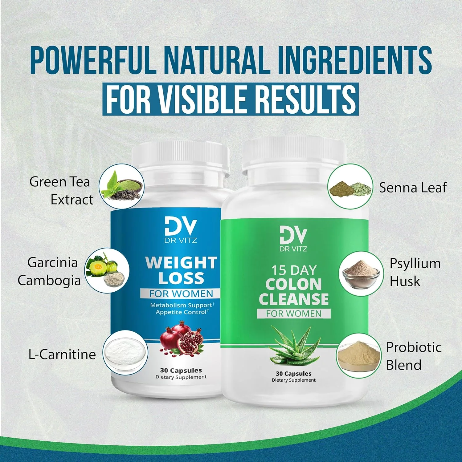 دوتایی مدیریت وزن بانوان - سم زدایی 15 روزه و پشتیبانی از کاهش وزن - سیستم 2 مرحله ای برای پاکسازی، تنظیم مجدد و حفظ نتایج