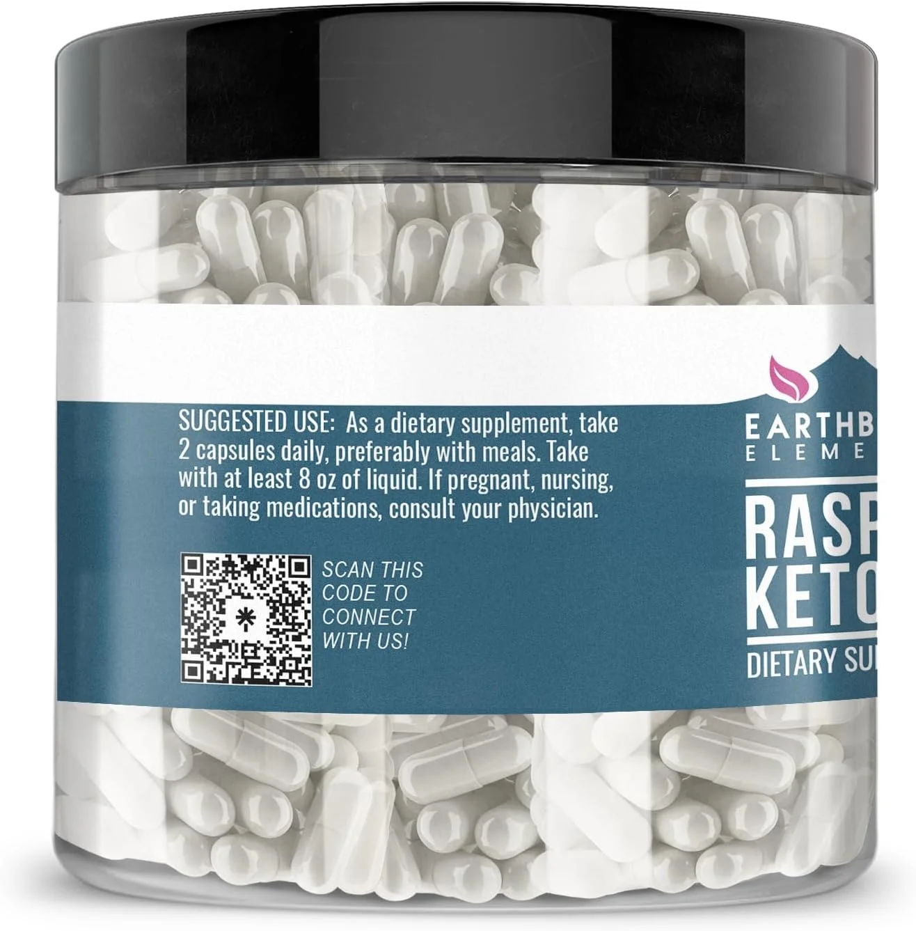 کپسول های رزبری کتون Earthborn Elements، 200 عدد، خالص و رقیق نشده، بدون افزودنی