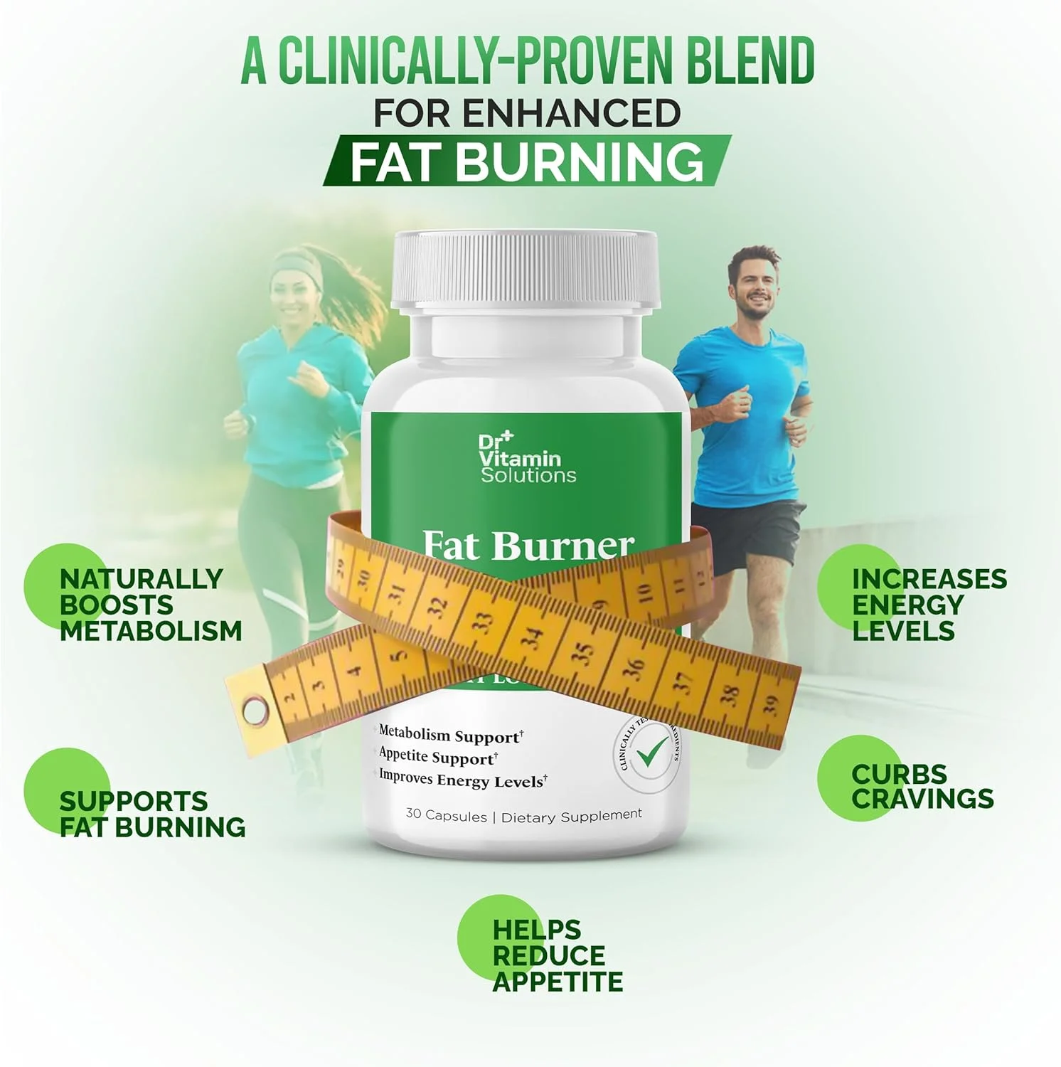 مکمل های کاهش وزن و کنترل اشتها DR VITAMIN SOLUTIONS برای زنان و مردان - تقویت کننده متابولیسم با ال-کارنیتین، CLA، کروم - سرکوب کننده اشتها برای کاهش وزن - 30 کپسول