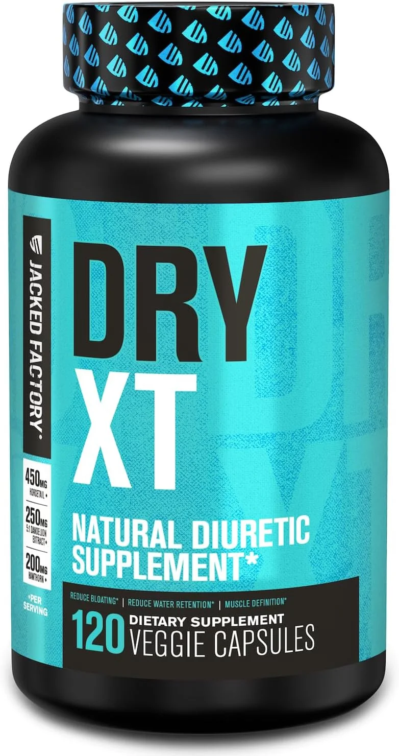 کپسول های دیورتیک Dry-XT Jacked Factory - مکمل طبیعی | کاهش احتباس آب و نفخ | عصاره ریشه قاصدک، پتاسیم، 7 ماده قدرتمند دیگر - 120 کپسول گیاهی