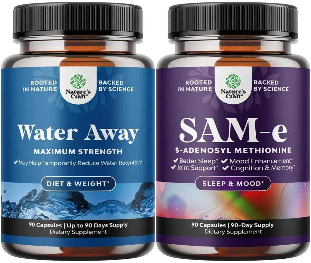 مجموعه قرص های مدر گیاهی قوی دفع آب با عصاره برگ قاصدک و چای سبز برای رفع نفخ و مکمل خالص SAM E ۱۵۰ میلی گرم در هر وعده - S-آدنوزیل متیونین برای تعادل خلق و خو