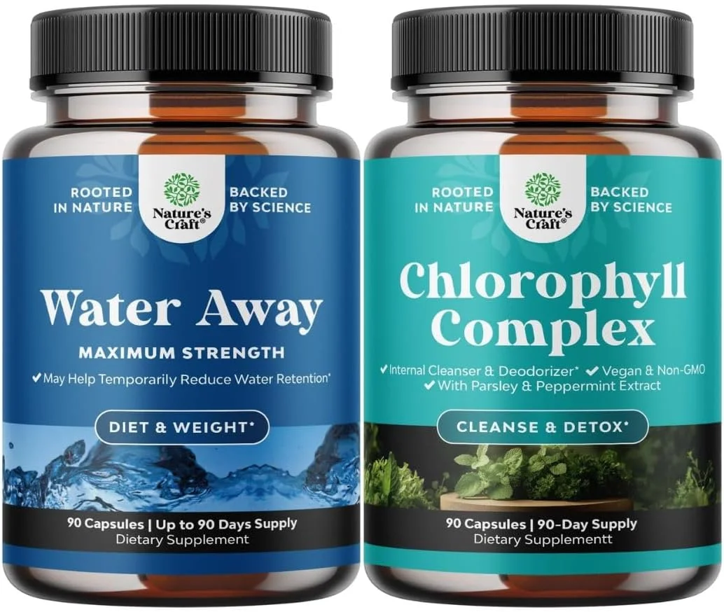 مجموعه قرص های گیاهی ادرارآور قوی با عصاره برگ قاصدک و چای سبز برای رفع نفخ و کپسول های کلروفیل برای پاکسازی و سم زدایی بدن با عصاره نعناع و جعفری