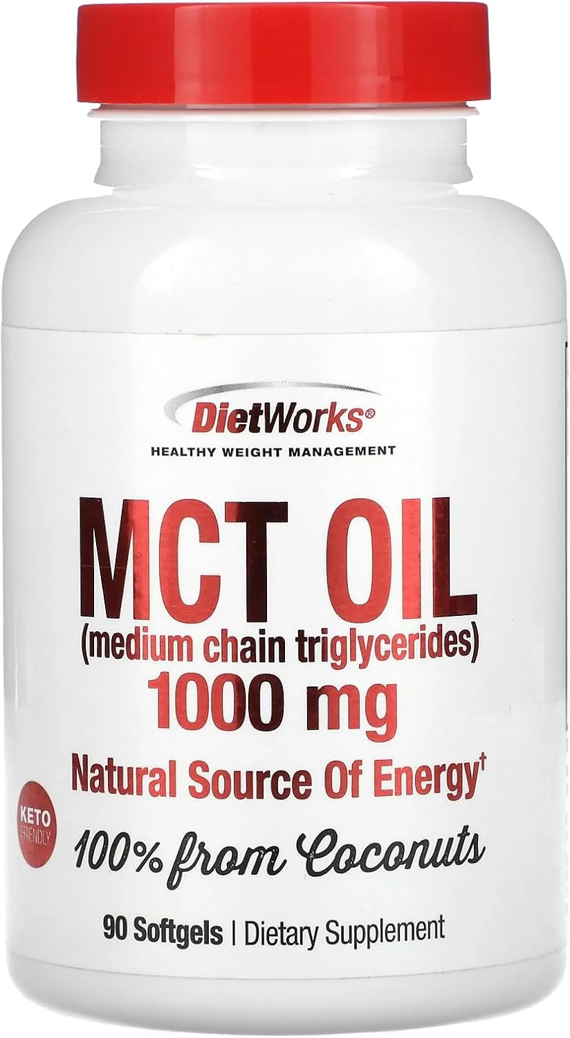 کپسول های روغن MCT DietWorks، پشتیبانی از چربی سوزی، افزایش متابولیسم، منبع طبیعی انرژی، ترویج کاهش وزن، مناسب برای کتو و پالئو، 90 عدد