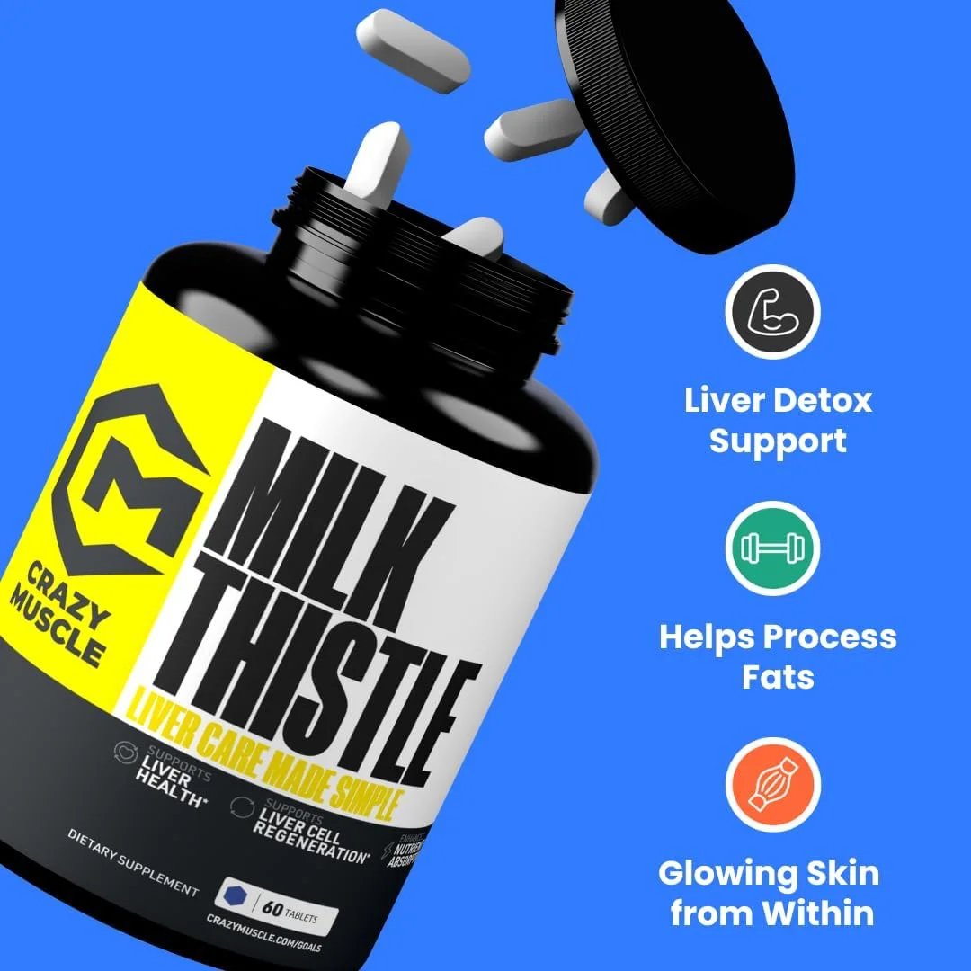 ماتریکس خار مریم برای عضله سازی، مکمل استاندارد خار مریم برای عملکرد کبد، سلامت و سم زدایی، فرمول پاک کننده برای متابولیسم، پشتیبانی از رژیم غذایی سالم، 60 سروینگ، قرص