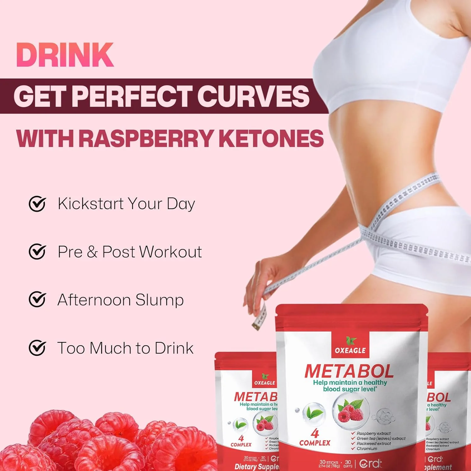 مکمل اشتها آور اوکس ایگل برای زنان و مردان با کتون تمشک برای سلامت روده و ایمنی. (1)