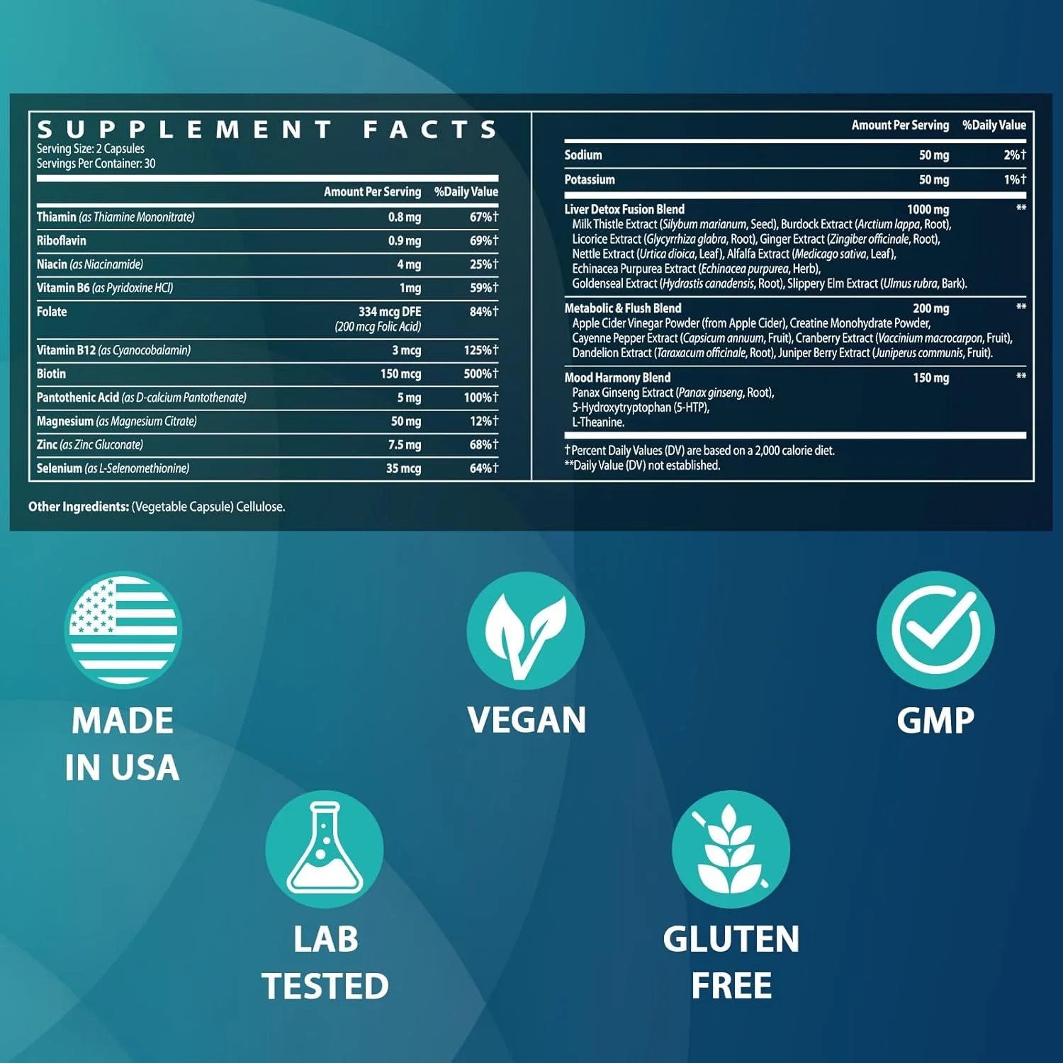 سم زدایی و پاکسازی 90000 میلی گرمی، سم زدایی بدن برای آقایان و بانوان، سم زدایی سریع، پاکسازی و ترمیم کلیه، فرمول گیاهی طبیعی ممتاز برای کبد، هضم و خلق و خو، 60 کپسول