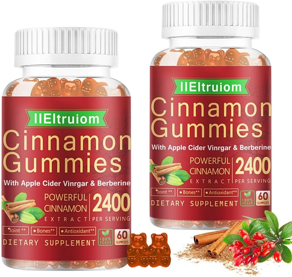 پاستیل دارچین سیلان، دارچین سیلان 2400 میلی گرم با بربرین، زردچوبه، سرکه سیب، خربزه تلخ، کروم - 120 عدد