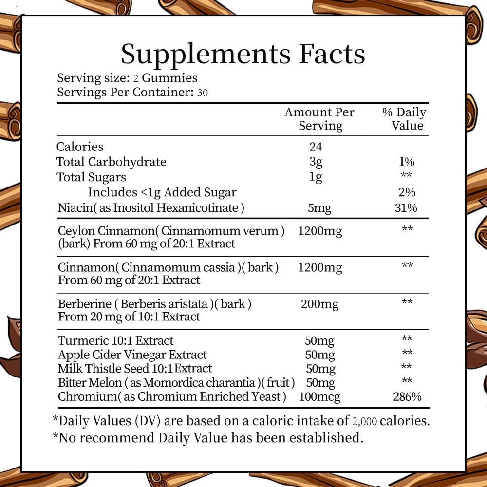 پاستیل دارچین سیلان، دارچین سیلان 2400 میلی گرم با بربرین، زردچوبه، سرکه سیب، خربزه تلخ، کروم - 120 عدد