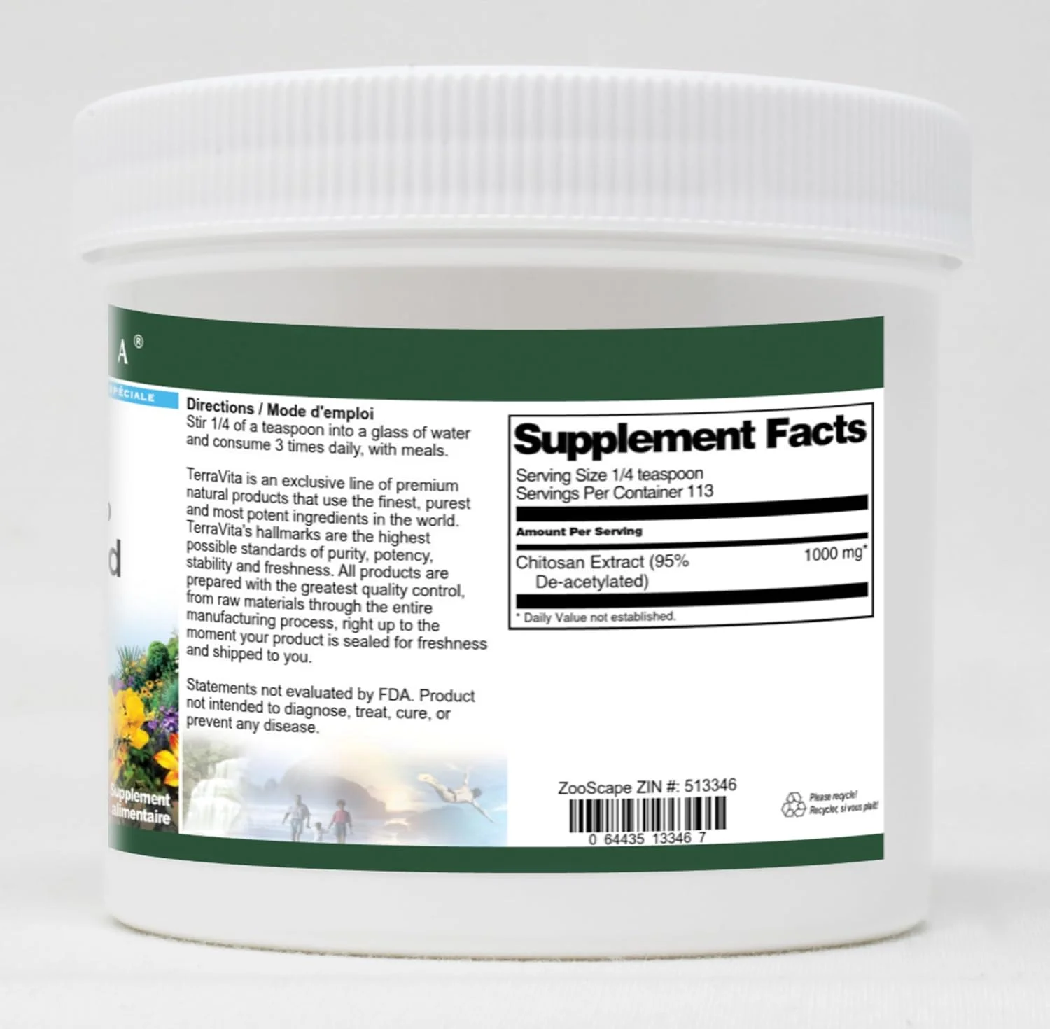 پودر کیتوسان با خلوص 95% دی-استیله شده (113 گرم، ZIN: 513346) - بسته 3 عددی