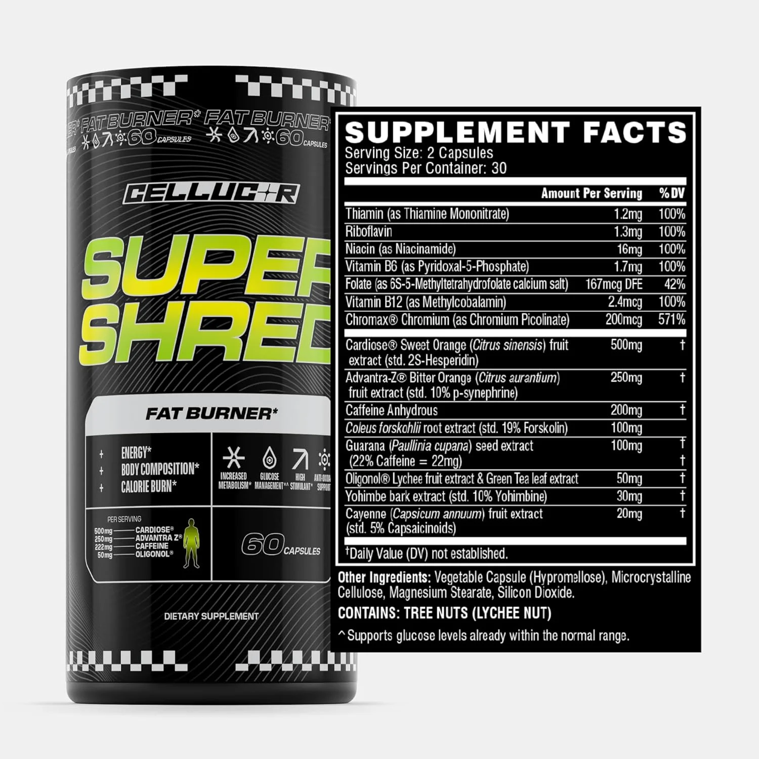 کپسول چربی سوز Cellucor Super Shred™ | انرژی ترموژنیک و محرک بالا | 60 عدد
