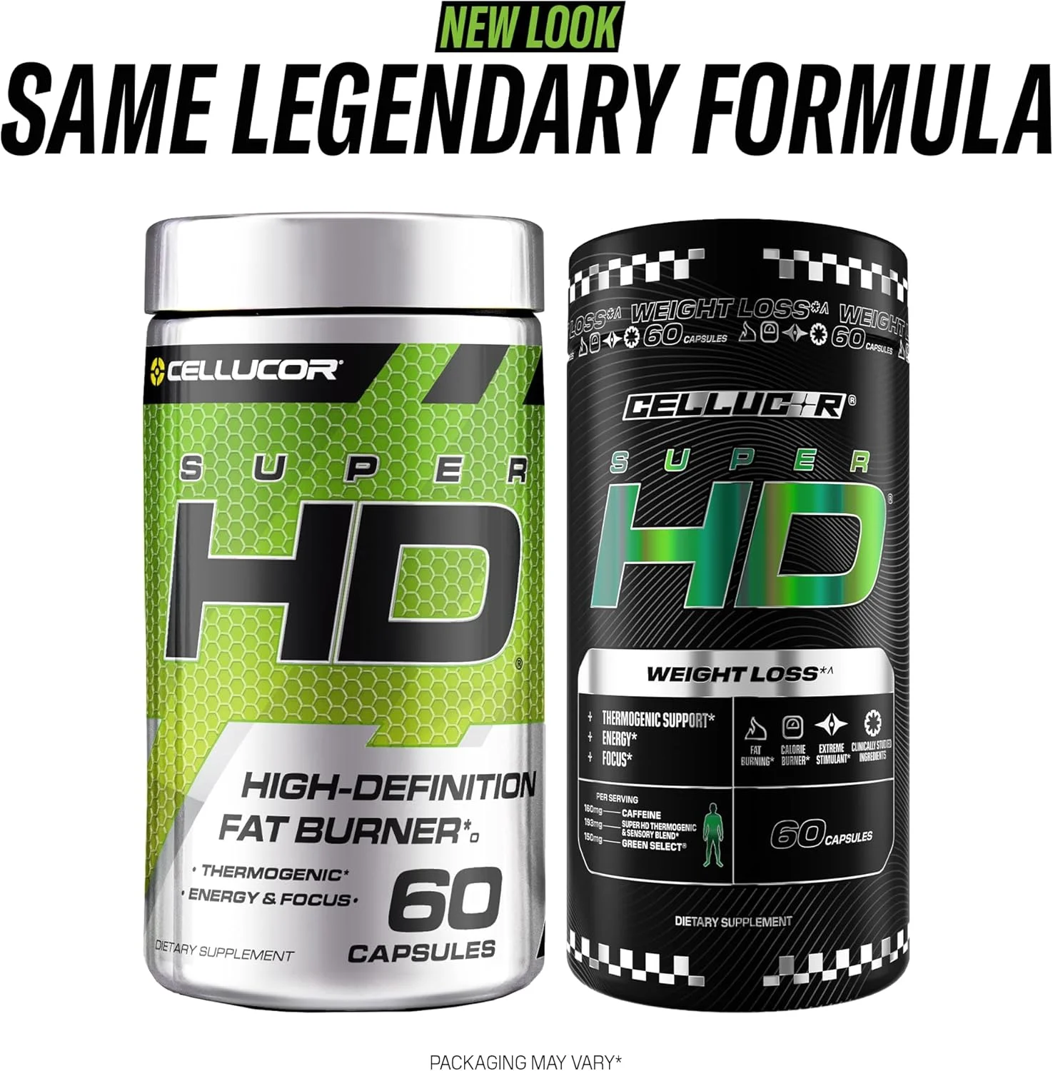 مکمل کاهش وزن ترموژنیک Cellucor SuperHD، سرکوب کننده اشتها و تقویت کننده انرژی Capsimax، عصاره چای سبز، 160 میلی گرم کافئین و موارد دیگر 60 کپسول (بسته بندی ممکن است متفاوت باشد)