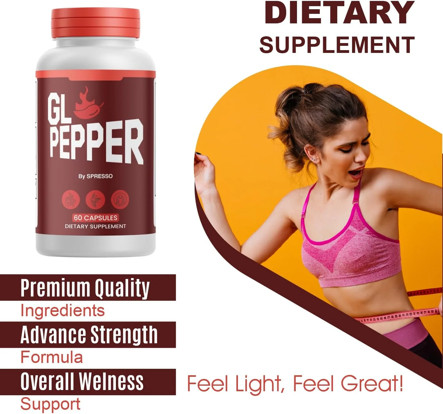 (1 بسته) کپسول های فلفل جی ال، قرص های پیشرفته فلفل جی ال با مواد اولیه ممتاز، پشتیبانی از تعادل بدن و سبک زندگی فعال، مکمل رسمی فلفل جی ال برای بررسی های کلی سلامتی (60 کپسول)