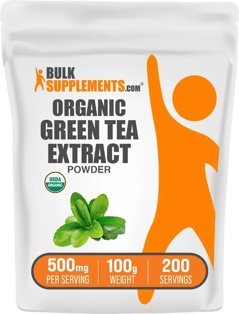 پودر عصاره چای سبز ارگانیک BulkSupplements.com - پودر چای سبز ارگانیک، مکمل پلی فنول - وگان و بدون گلوتن، 500 میلی گرم در هر وعده، 100 گرم (3.5 اونس) (بسته 1 عددی)