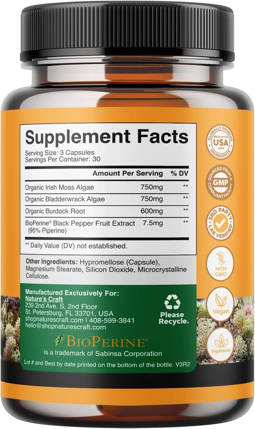 مجموعه پشتیبانی گیاهی تیروئید برای کاهش وزن و کپسول های خزه دریایی ایرلندی ارگانیک - تقویت کننده پیشرفته متابولیسم و انرژی - با مخلوط ریشه باباآدم برای تقویت سیستم ایمنی