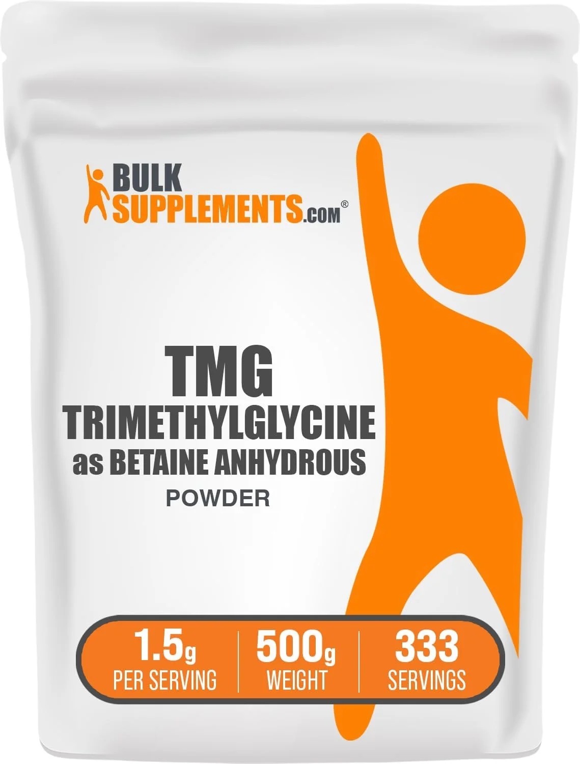 پودر TMG BulkSupplements.com - تری متیل گلیسین به عنوان بتائین بدون آب، مکمل TMG - بدون طعم و گلوتن، 1.5 گرم در هر وعده، 500 گرم (1.1 پوند) (بسته 1 عددی)