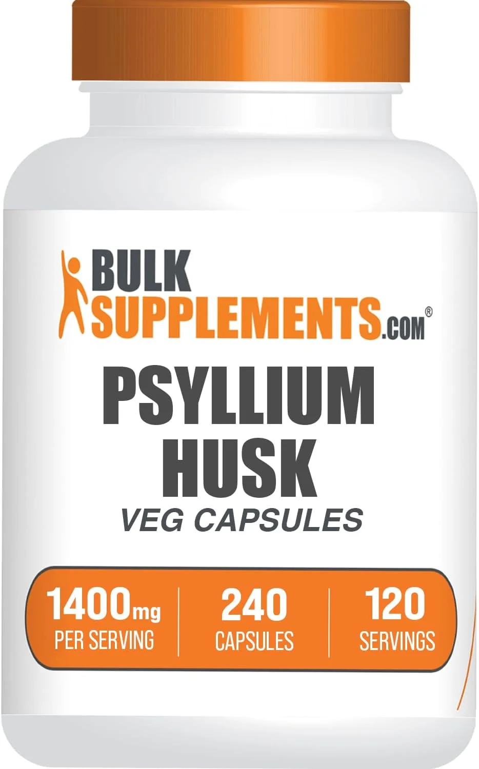 کپسول پسیلیوم هاسک BulkSupplements.com - مکمل پسیلیوم، فیبر پسیلیوم هاسک - وگان و بدون گلوتن، 240 کپسول گیاهی (بسته 1 عددی)
