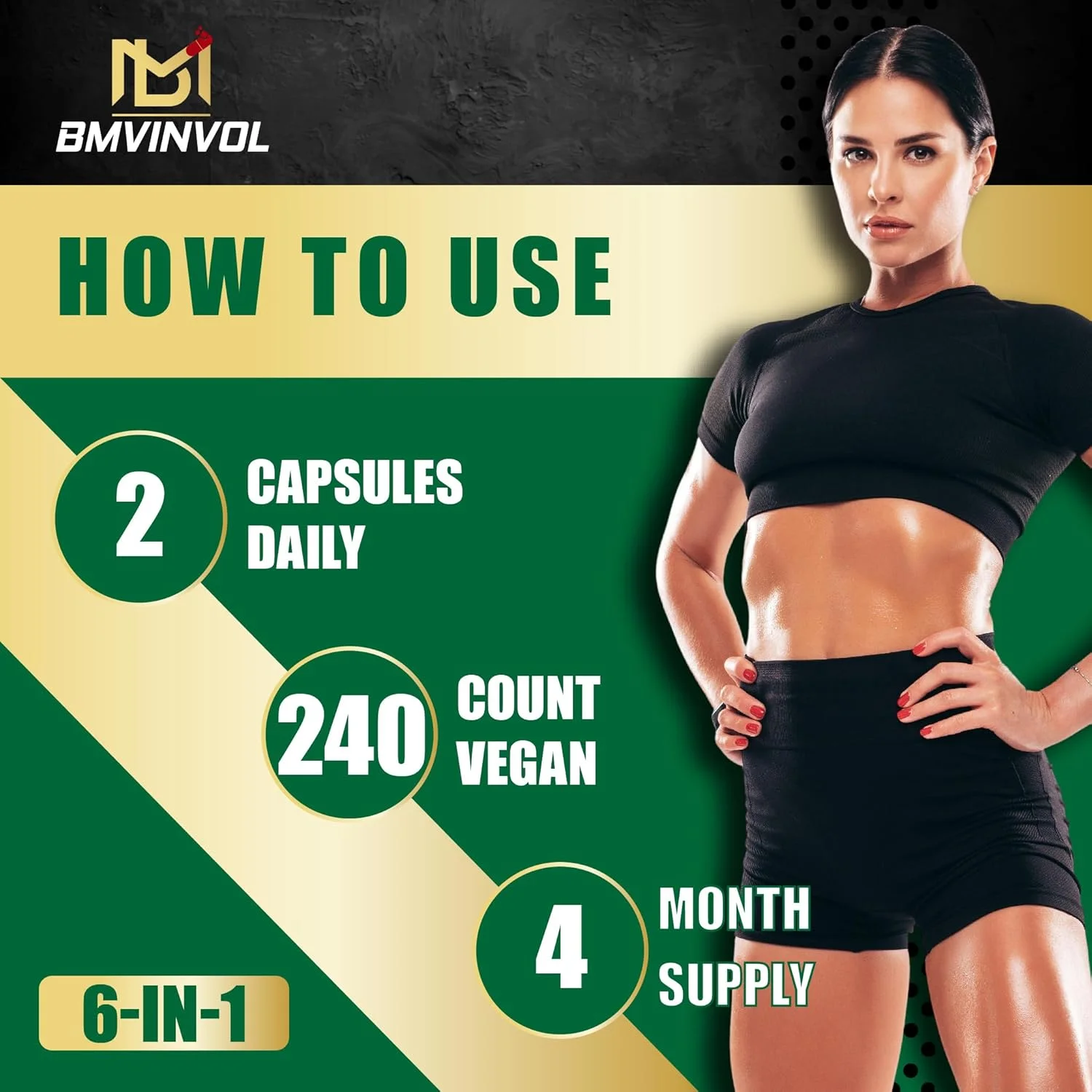 مکمل فیبر پسیلیوم هاسک BMVINVOL با شنبلیله، سرکه سیب، زردچوبه، زنجبیل، فلفل سیاه - پشتیبانی از سلامت دستگاه گوارش - 240 کپسول