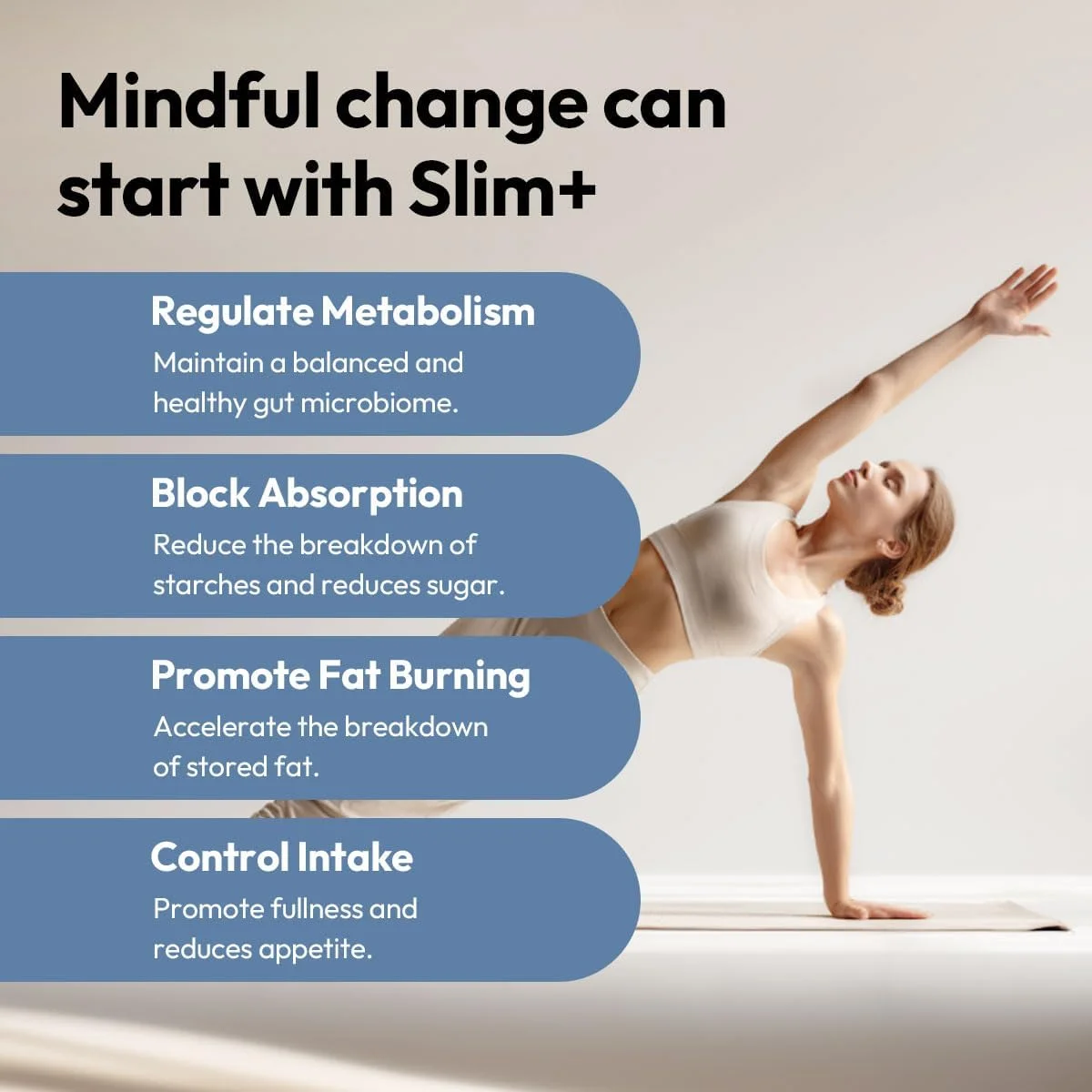 بیگ ویت اسلیم پلاس | پشتیبانی از روده GLP-1 و AKK | افزایش متابولیسم، چربی سوزی و مهار کربوهیدرات | وگان، بدون هورمون، 90 کپسول