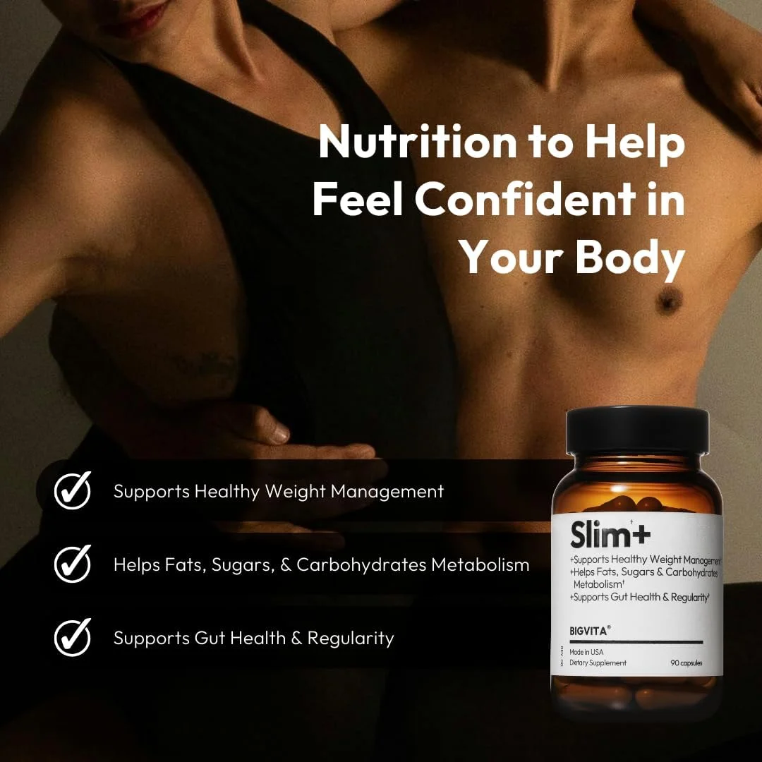 بیگ ویت اسلیم پلاس | پشتیبانی از روده GLP-1 و AKK | افزایش متابولیسم، چربی سوزی و مهار کربوهیدرات | وگان، بدون هورمون، 90 کپسول