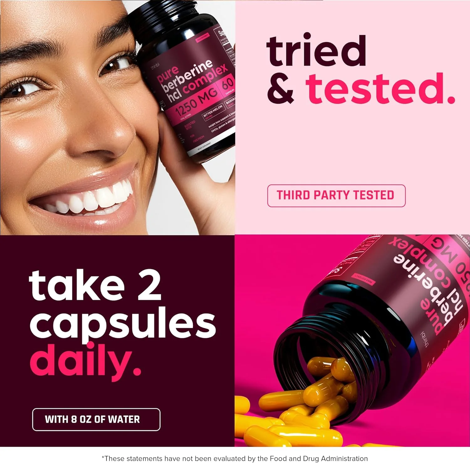 کپسول های گیاهی قوی بربرین Artnaturals 1250mg برای مدیریت وزن با خربزه تلخ و برگ بانابا - HCl از عصاره زرشک - 30 سروینگ