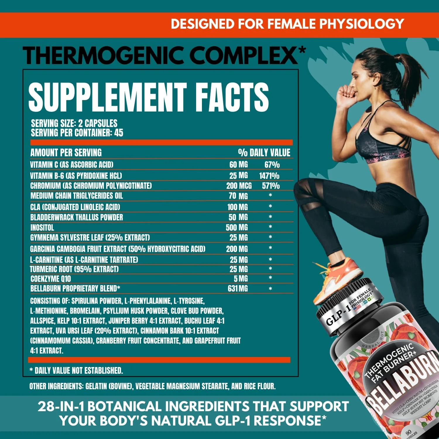 بلابورن - چربی سوز ترموژنیک به همراه CLA، قرص های کاهش وزن برای بانوان، گارسینیا، جیمنما، کروم، دارچین، شکم صاف، کاهش نفخ، قرص های رژیمی، سرکوب کننده اشتها، 90 عدد ساخت آمریکا